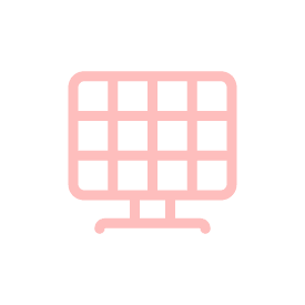Simple illustration of a pink solar panel with a grid-like pattern on a white background.