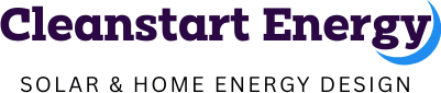 Logo with the word "cleanstart" in purple lowercase letters and a curved pink shape resembling a crescent moon on the right side.